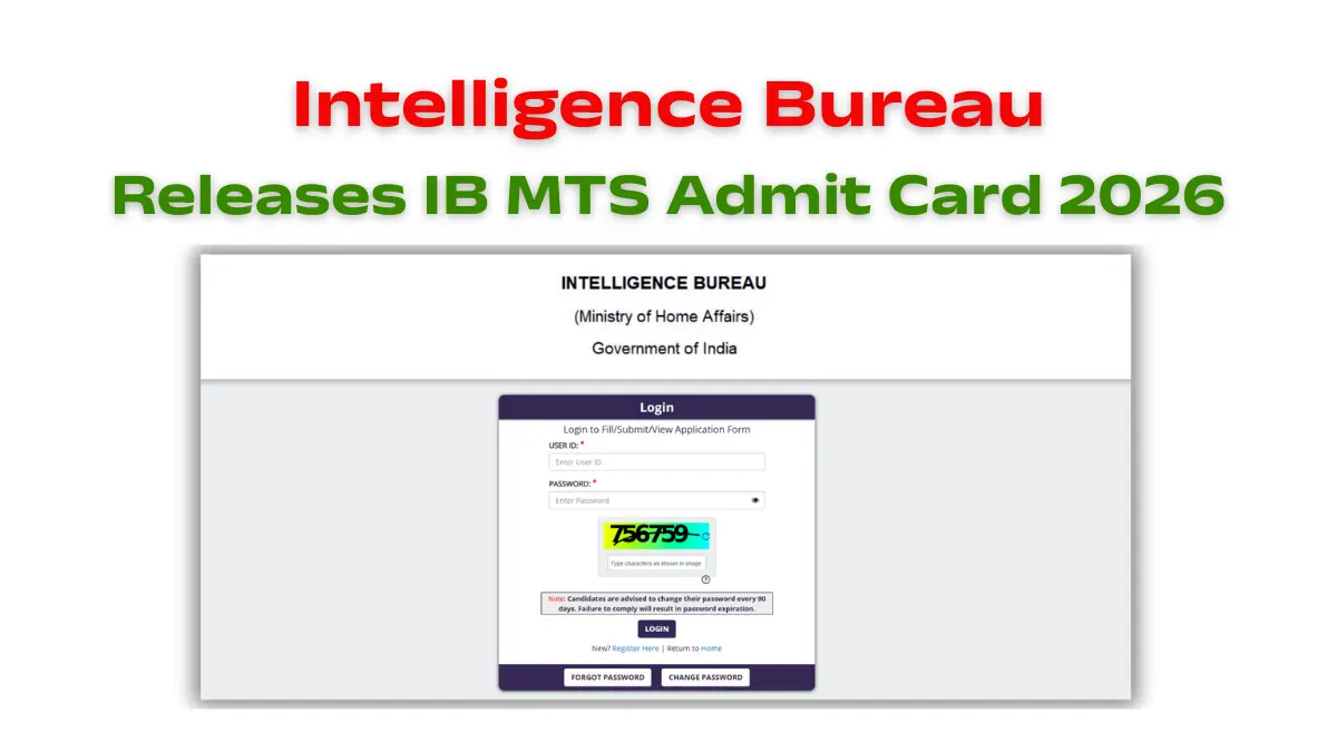 Intelligence Bureau Has Released The IB MTS Admit Card 2026, Candidates Can Check Their Admit card From Here